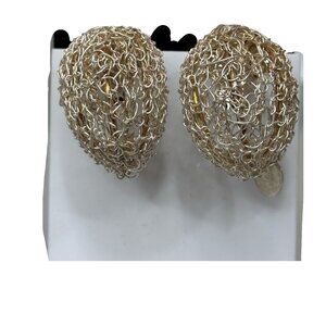 Sterling Silver 925 Ilaria Mesh Hoop Earrings Handmade Textured Design Statement